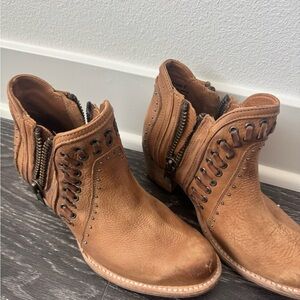 Brown Leather Ankle Boots with Studded Detail